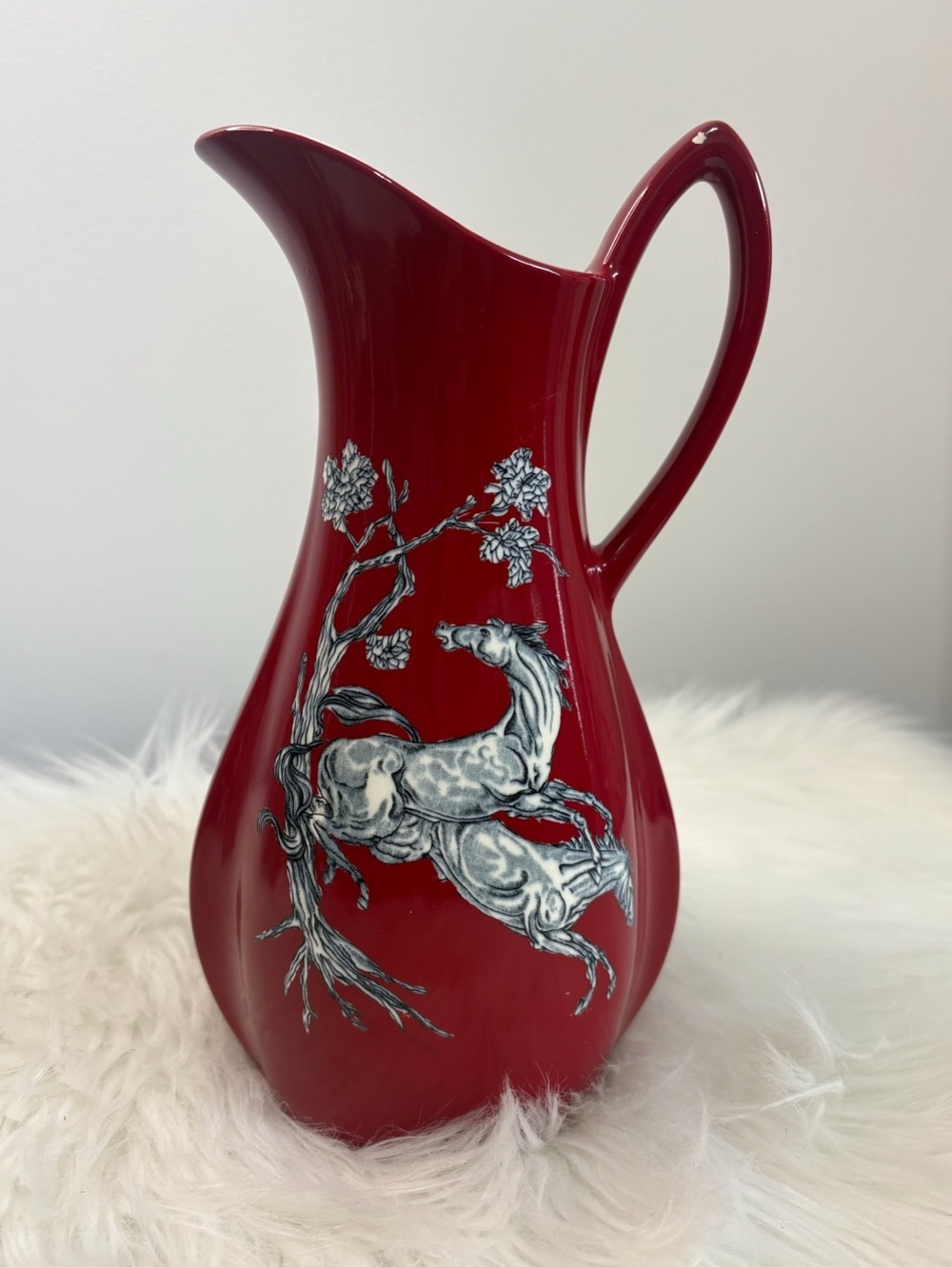 Crown Devon Fieldings Red Ceramic Water jug titled”Pegasus”